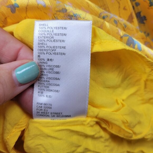 Urban Outfitters Dress Womens Extra Small Yellow Pippa Tiered Floral Boho Ladies - Picture 11 of 13